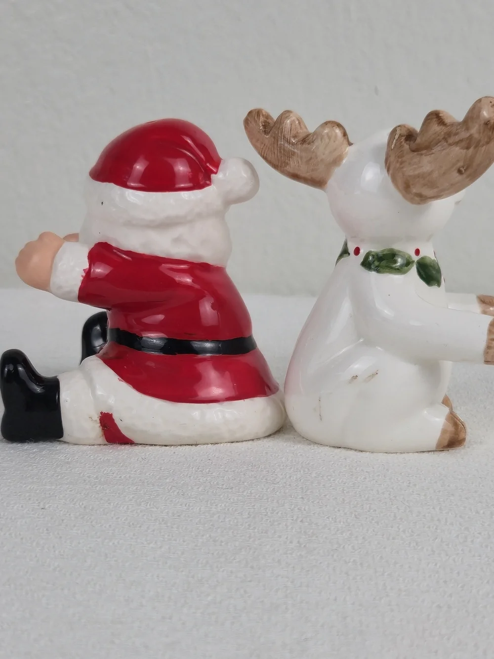 Vintage OCI Omnibus Santa & Reindeer Salt & Pepper Shakers